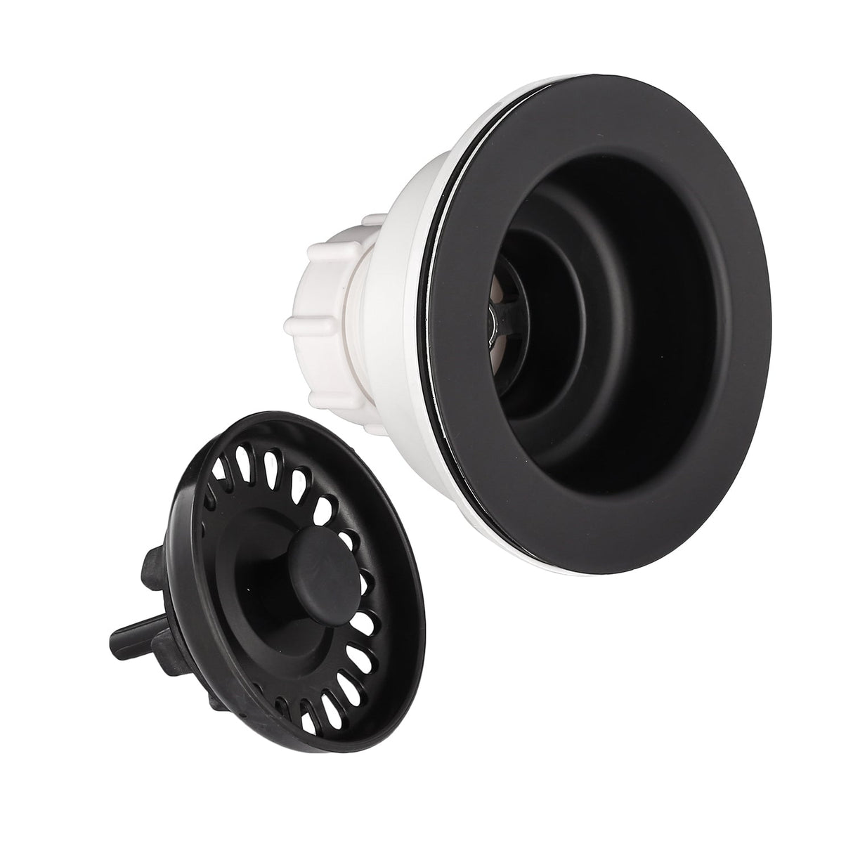 3 - 1/2 inch Kitchen Sink Strainer Assembly with Stopper for Matching Color of Granite or Fireclay Sinks - Black NDA0052 - Serene Valley