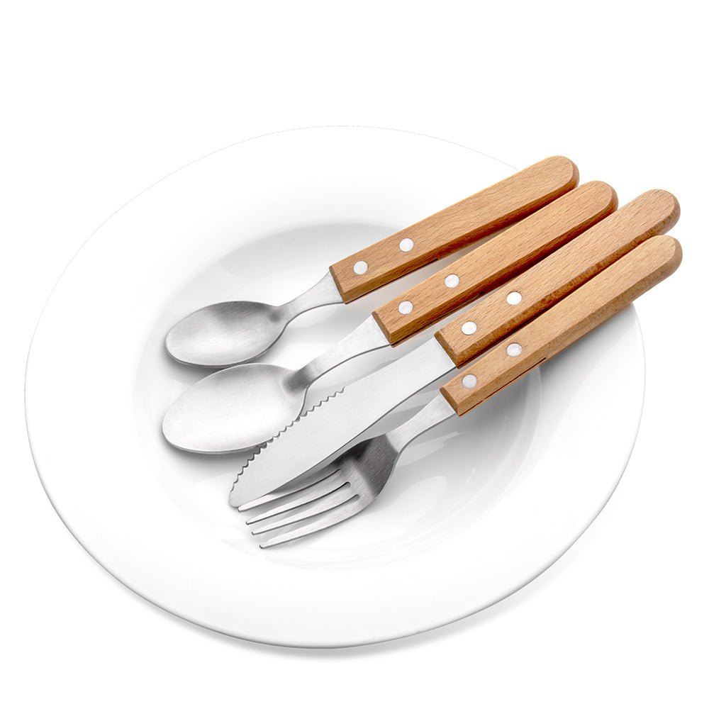 4PCS FLATWARE SET WITH WOODEN HANDLE - Serene Valley