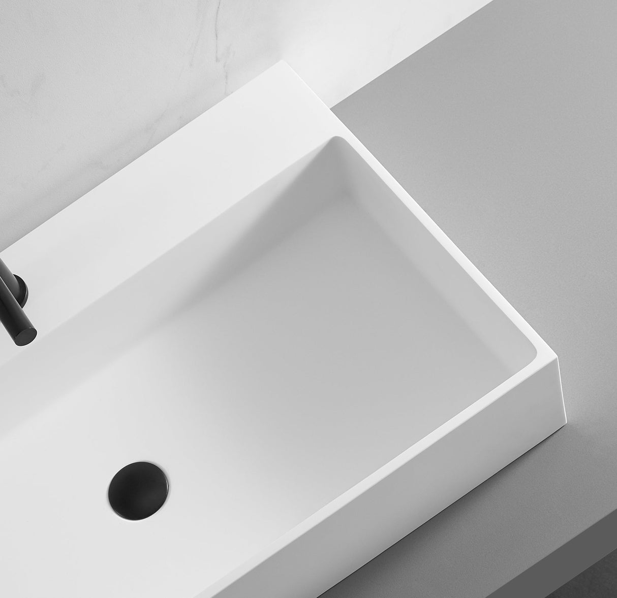 Bathroom sink, Wall - Mount or Countertop Install, 32" Solid Surface in Matte White with Single Faucet Hole, SVWS601 - 32WH - Serene Valley