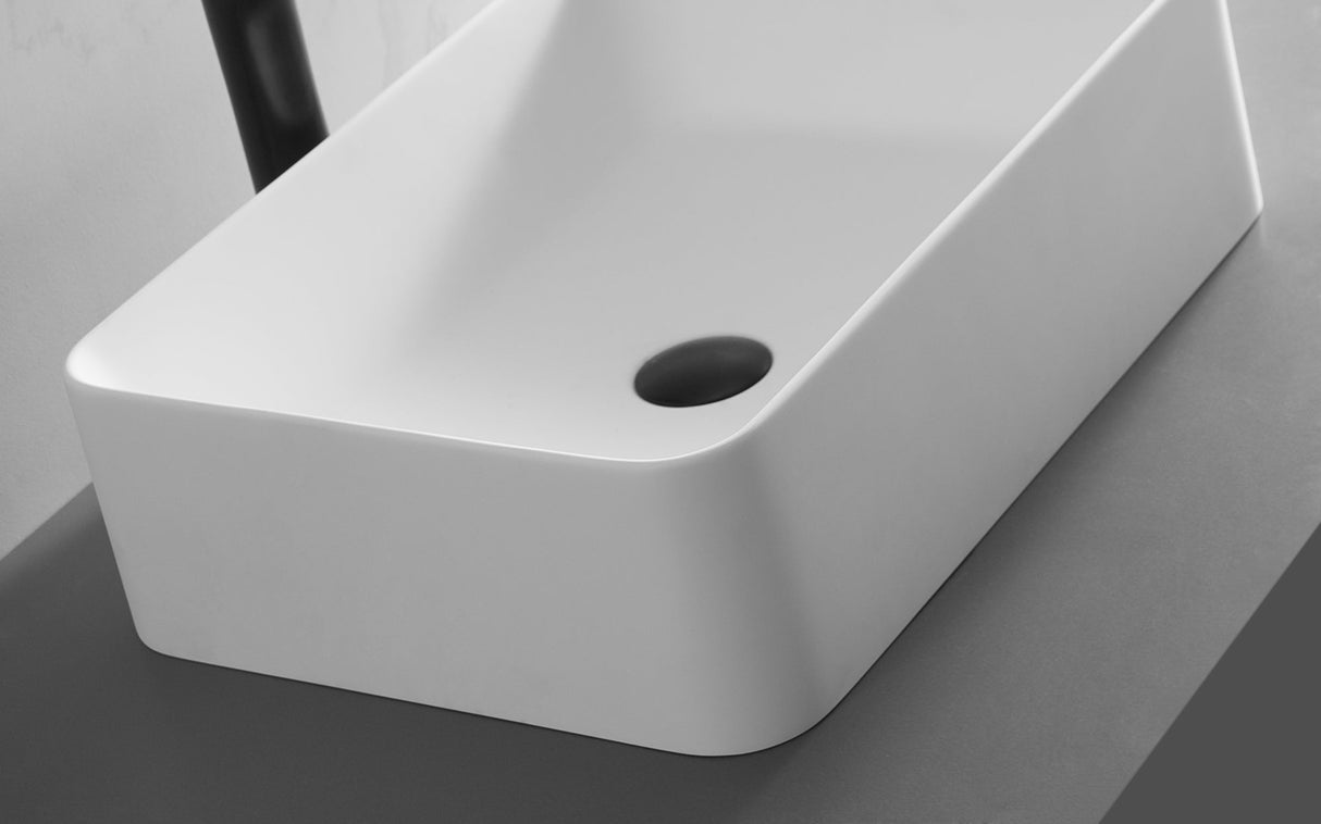 Countertop Bathroom Sink, Solid Surface Material, 20X14" with Single Faucet Hole in Matte White, SVTS702 - 2014WH - Serene Valley