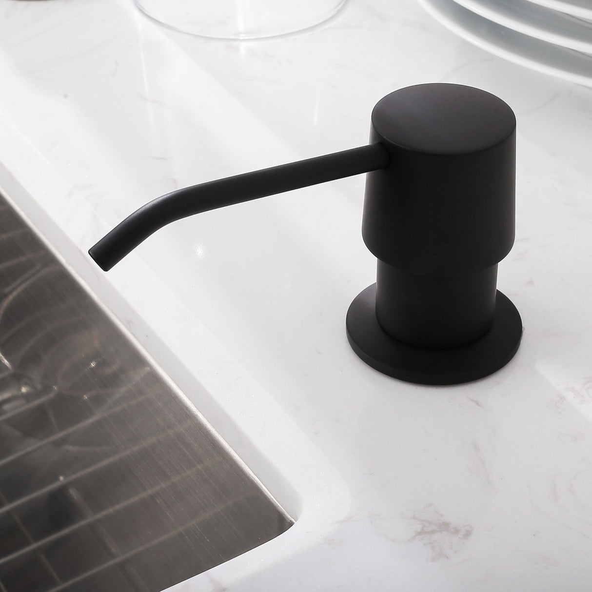 Kitchen Soap Dispenser NDS020MB, Solid Brass Construction with Refill - From - Top Capacity, Super Smooth and Durable Pump with Built - in Bottle - Serene Valley