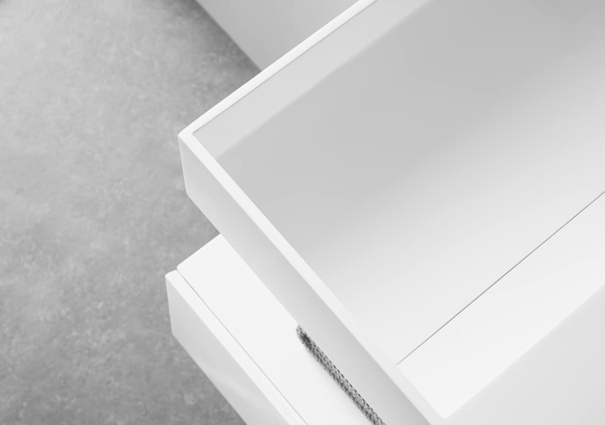 Serene Valley Floating or Countertop Bathroom Double Sink, Two Faucet Holes with Hidden Drain Design, 40" Solid Surface Material in Matte White, SVWS608 - 40WH - Serene Valley