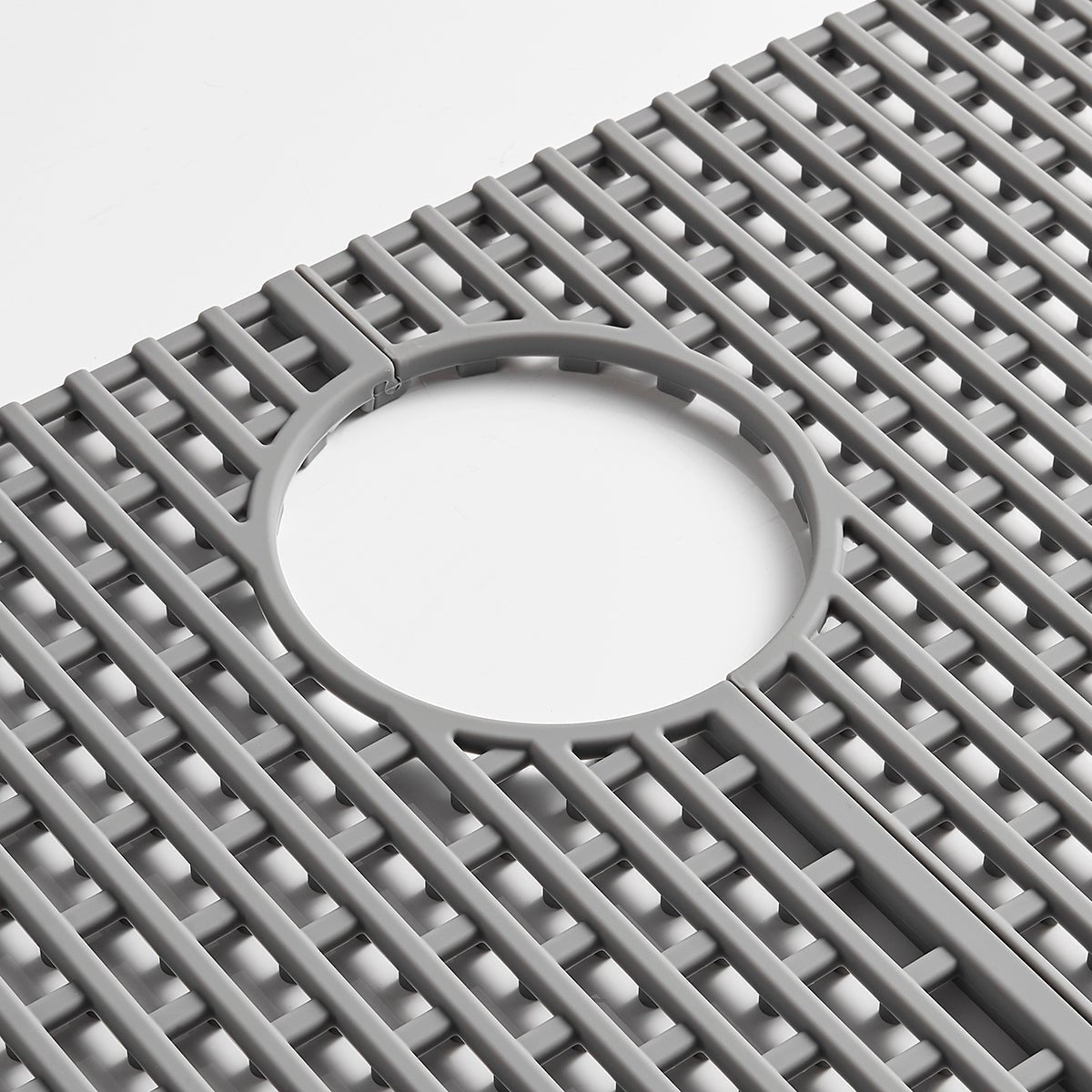 Serene Valley Silicone Kitchen Sink Bottom Grid SVSBG2815 - GR, Heat Resistant Sink Mat in Matte Gray, Rear Drain 28 - 1/4" L x 15 - 1/4" W x 0.5" H - Serene Valley
