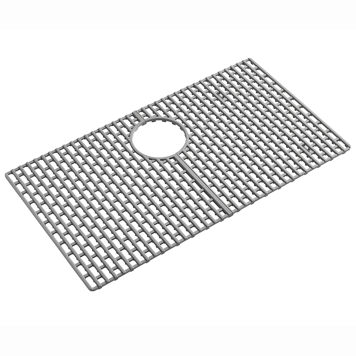 Serene Valley Silicone Kitchen Sink Bottom Grid SVSBG2815 - GR, Heat Resistant Sink Mat in Matte Gray, Rear Drain 28 - 1/4" L x 15 - 1/4" W x 0.5" H - Serene Valley