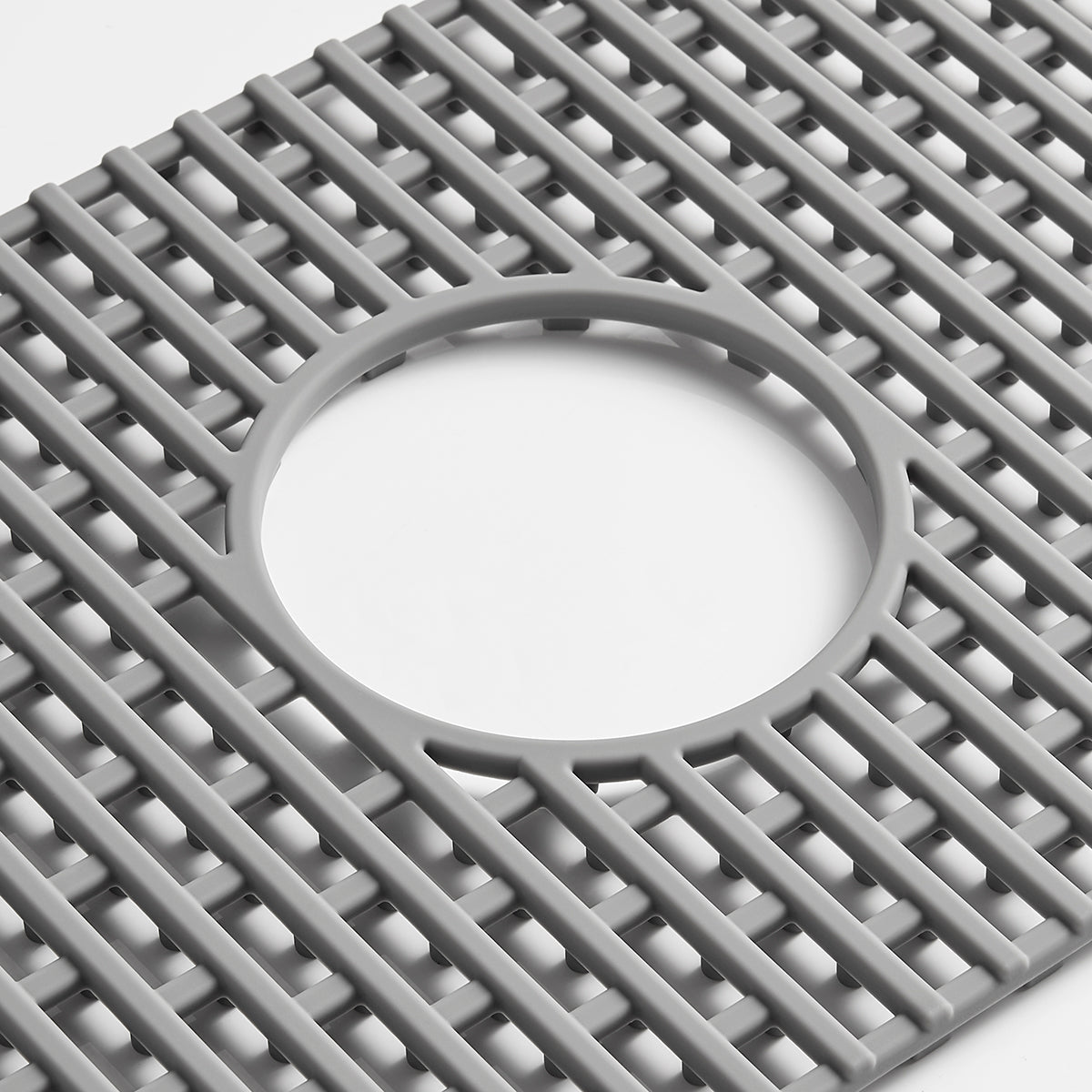 Serene Valley Silicone Sink Protector and Kitchen Sink Bottom Grid SVS2311GR, Heat Resistant Sink Mat in Matte Gray, Center Drain 22 - 7/8" L x 11 - 1/4" W x 0.5" H (Gray) - Serene Valley