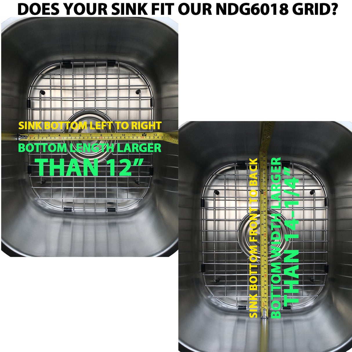 Serene Valley Sink Bottom Grid 12" x 14 - 1/8", Centered Drain with Corner Radius 3 - 1/2", NDG6018 - Serene Valley