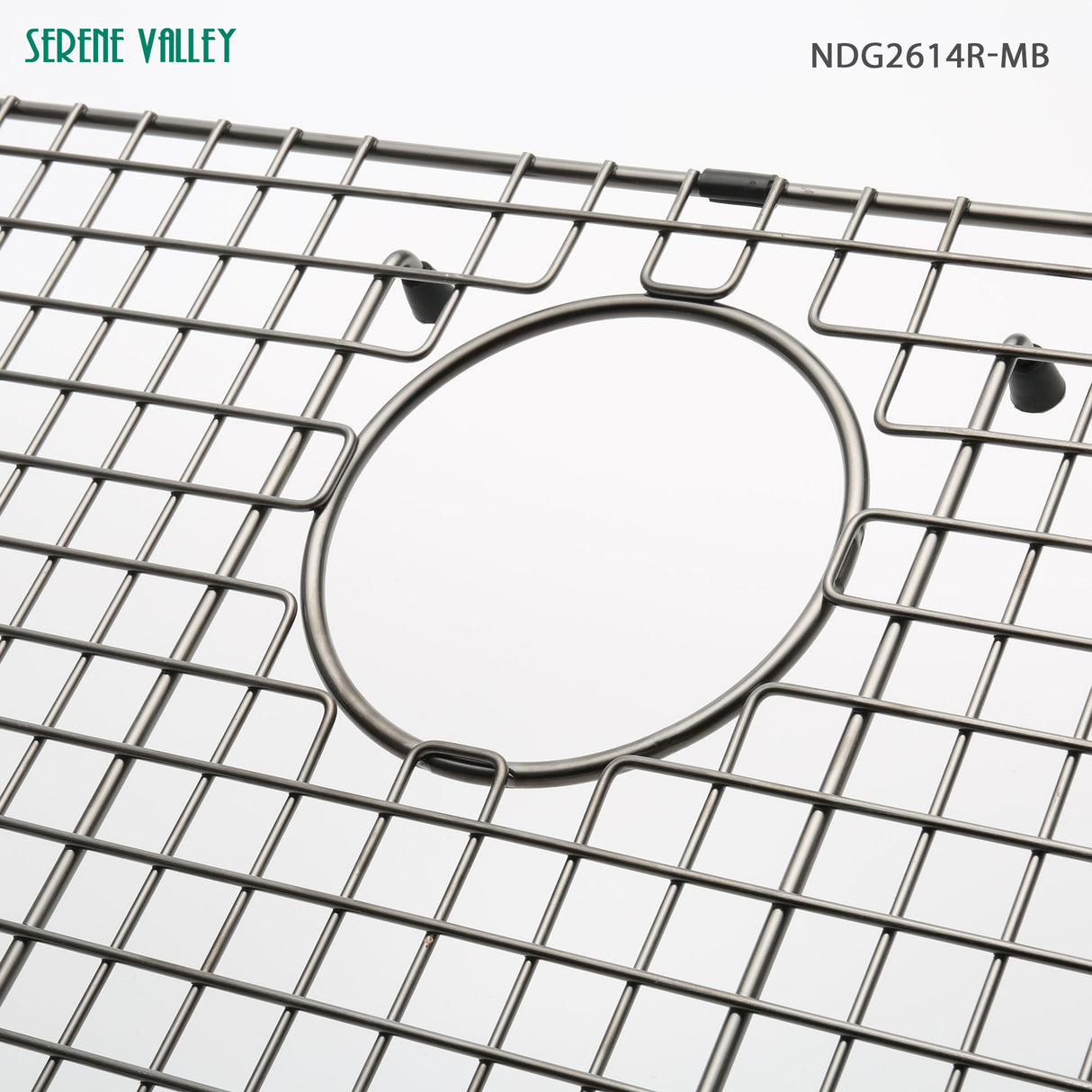 Serene Valley Sink Bottom Grid 26" x 14", Matte Black Color, Rear Drain with Corner Radius 3 - 1/2", ND2614R - MB - Serene Valley