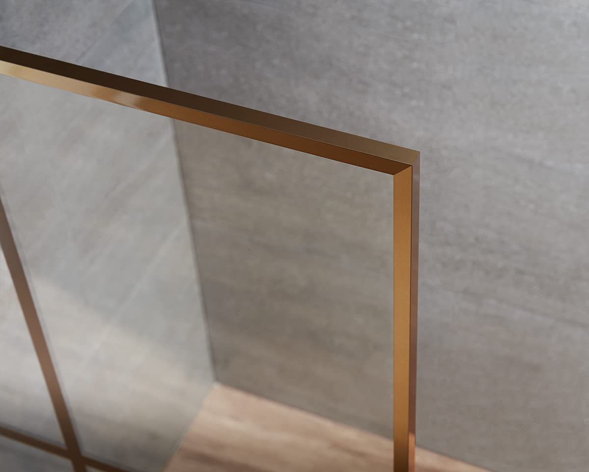 Serene Valley Stand - Alone Shower Screen SVSD5006 - 3474BG, 3/8" Tempered Glass with Easy - Clean Coating, Premium 304 Stainless Steel Construction with Reversible Installation, Brushed Gold Finish - Serene Valley