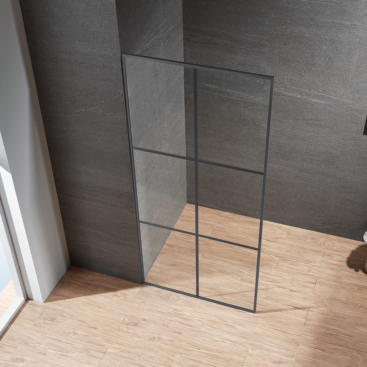 Serene Valley Stand - Alone Shower Screen SVSD5006 - 3474GM, 3/8" Tempered Glass with Easy - Clean Coating, Premium 304 Stainless Steel Construction with Reversible Installation, Gunmetal Finish - Serene Valley