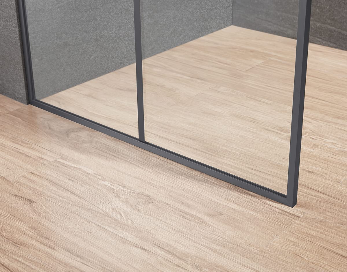 Serene Valley Stand - Alone Shower Screen SVSD5006 - 3474GM, 3/8" Tempered Glass with Easy - Clean Coating, Premium 304 Stainless Steel Construction with Reversible Installation, Gunmetal Finish - Serene Valley