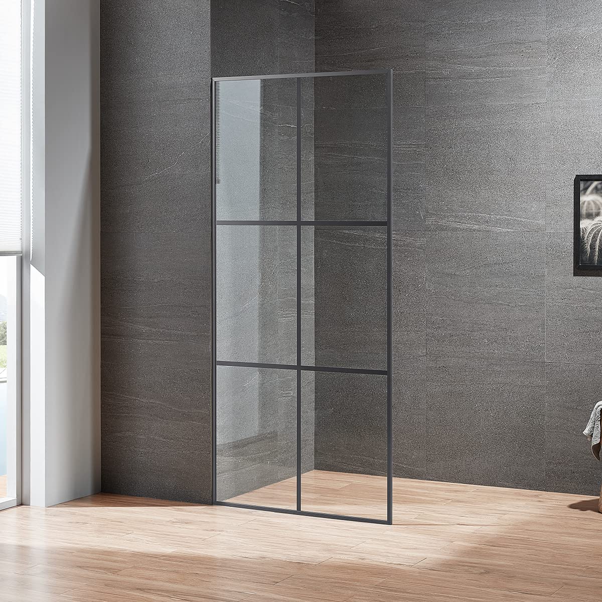 Serene Valley Stand - Alone Shower Screen SVSD5006 - 3474GM, 3/8" Tempered Glass with Easy - Clean Coating, Premium 304 Stainless Steel Construction with Reversible Installation, Gunmetal Finish - Serene Valley