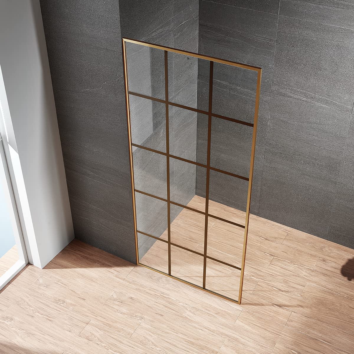Serene Valley Stand - Alone Shower Screen SVSD5007 - 3474BG, 3/8" Tempered Glass with Easy - Clean Coating, Premium 304 Stainless Steel Construction with Reversible Installation, Brushed Gold Finish - Serene Valley