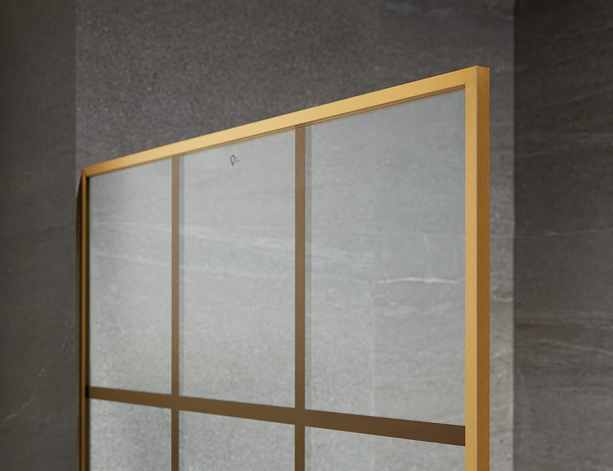 Serene Valley Stand - Alone Shower Screen SVSD5007 - 3474BG, 3/8" Tempered Glass with Easy - Clean Coating, Premium 304 Stainless Steel Construction with Reversible Installation, Brushed Gold Finish - Serene Valley