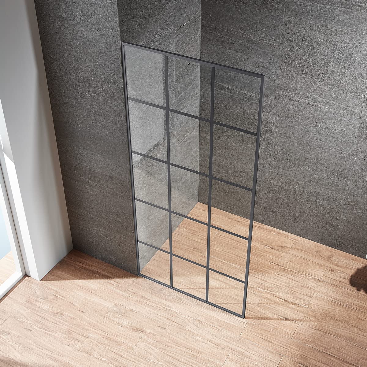 Serene Valley Stand - Alone Shower Screen SVSD5007 - 3474GM, 3/8" Tempered Glass with Easy - Clean Coating, Premium 304 Stainless Steel Construction with Reversible Installation, Gunmetal Finish - Serene Valley