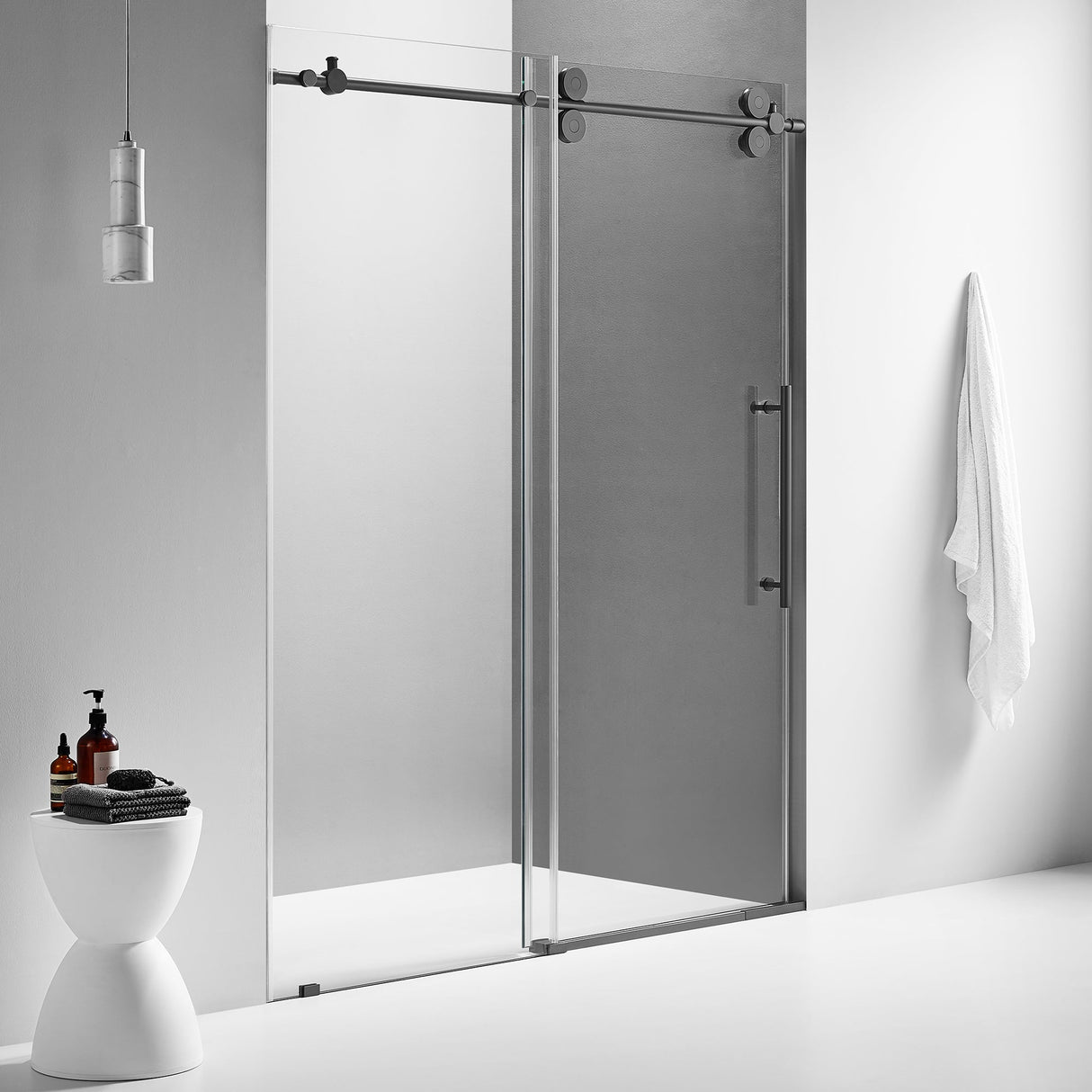 Serene Valley SVSD5001 - 5274MB Big Roller Frameless Sliding Shower Door - Superclear 3/8" Tempered Glass - 304 Stainless Steel Hardware in Matte Black 48" - 52"W x 74"H - Serene Valley