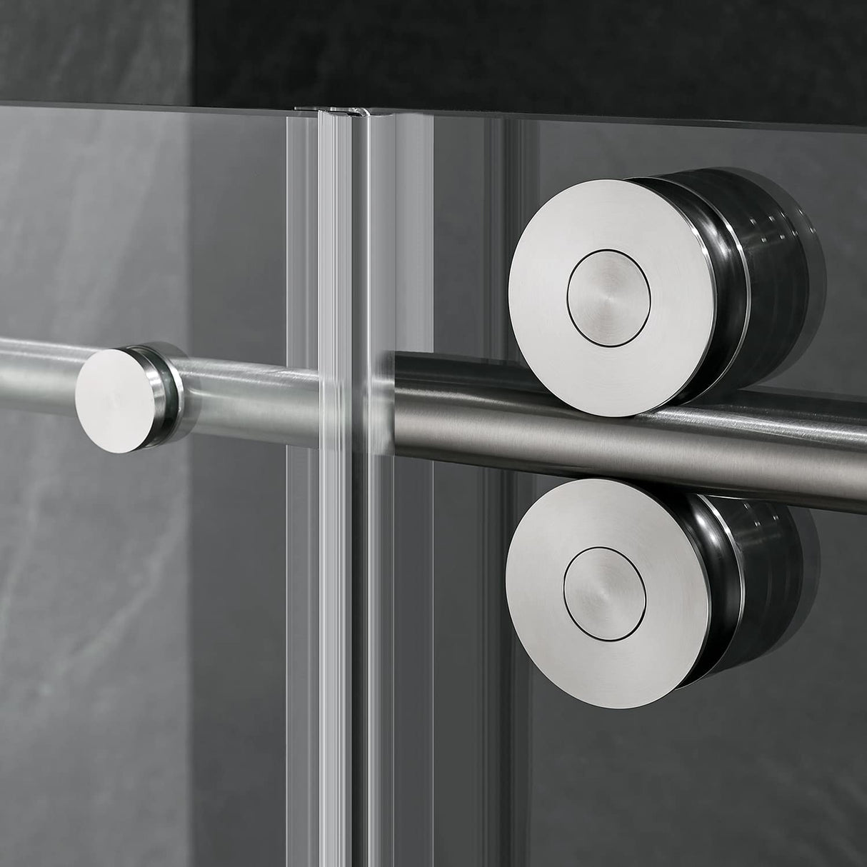 Serene Valley SVSD5001 - 6066BN Big Roller Frameless Sliding Shower Door - Superclear 3/8" Tempered Glass - 304 Stainless Steel Hardware in Brushed Nickel 56" - 60"W x 66"H - Serene Valley