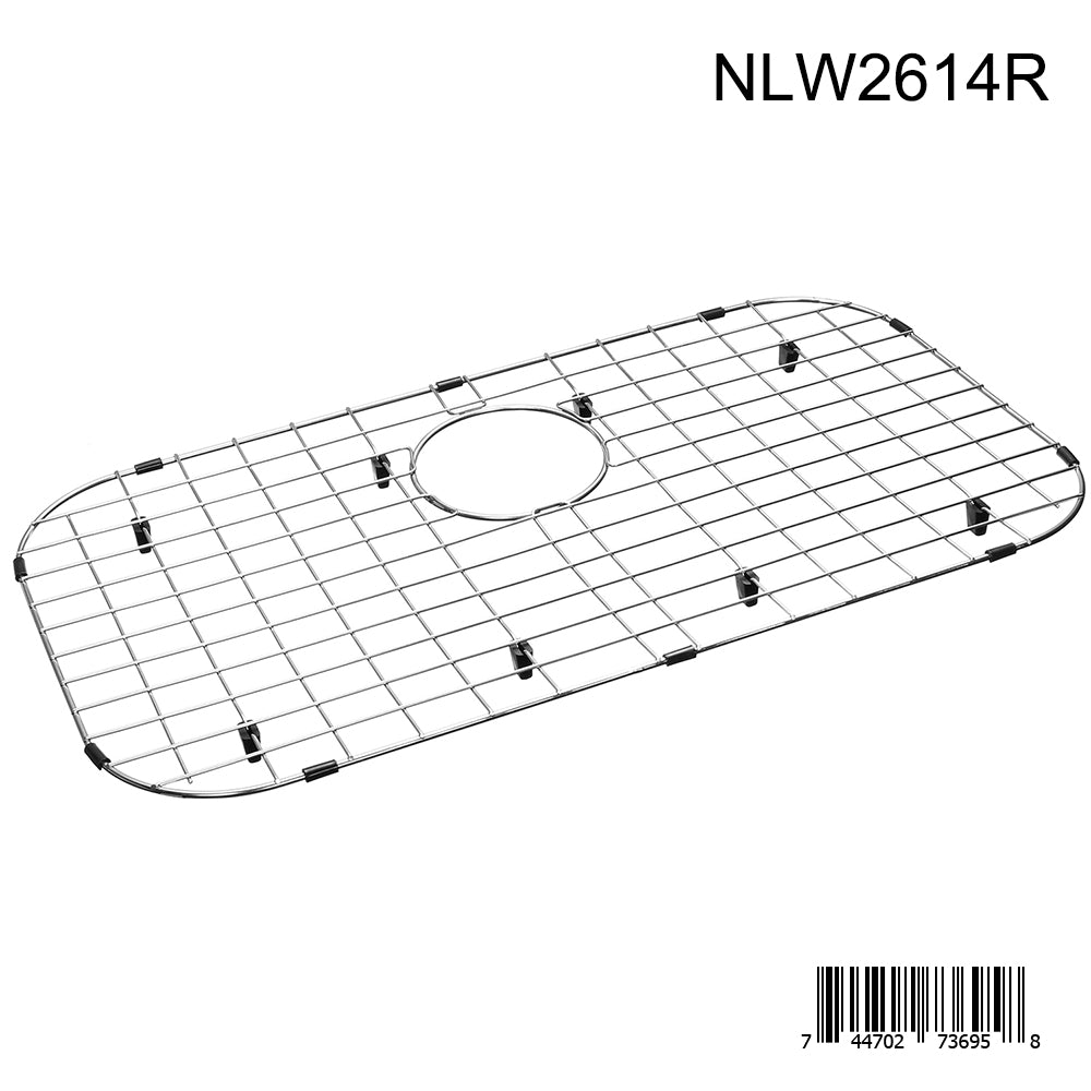 Sink Protector Grid 26 - 1/16" x 14 - 1/16", Rear Drain with Corner Radius 3 - 1/2" NLW2614R - Serene Valley