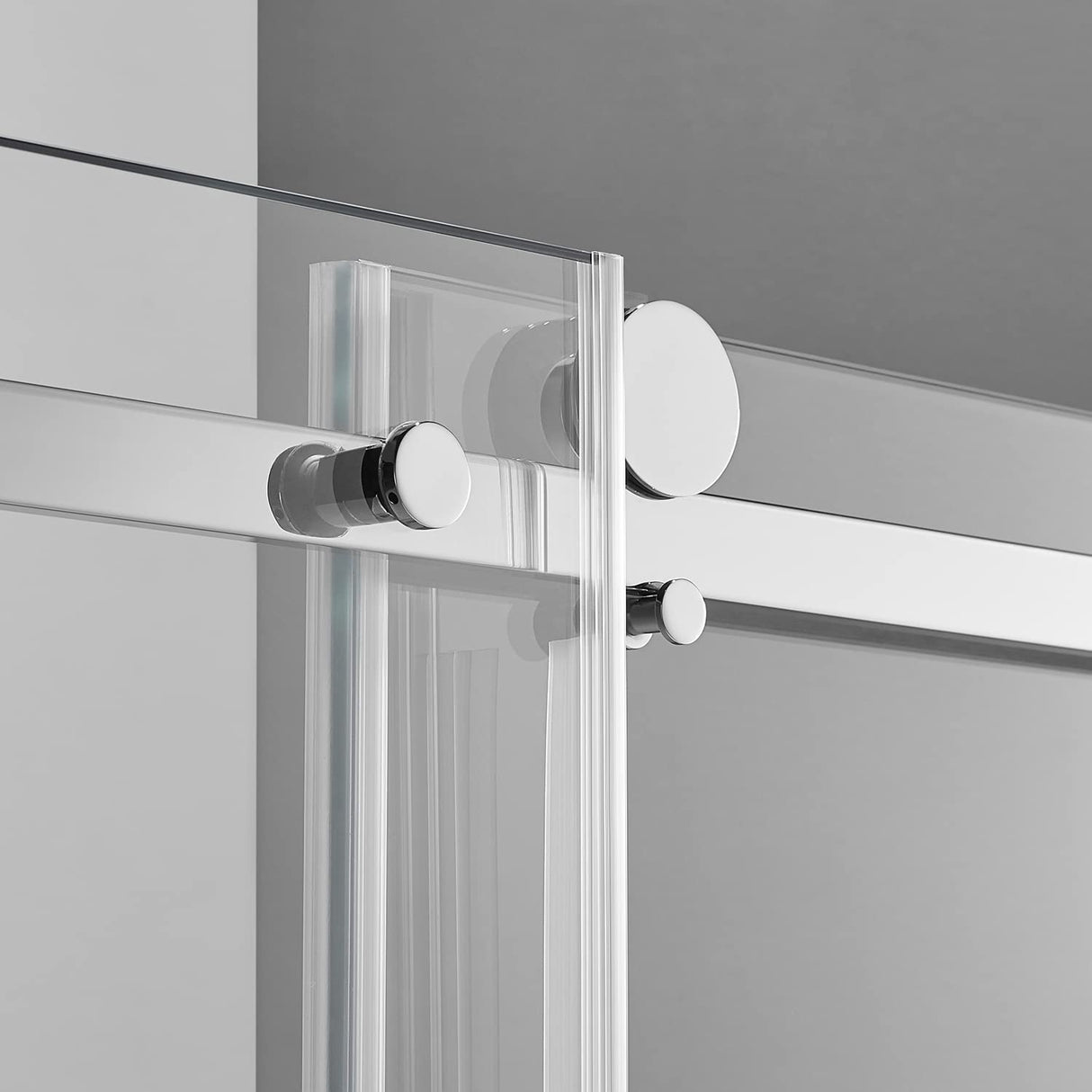 Serene Valley Square Rail Frameless Sliding Shower Door SVSD5003-5674CH, Easy-Clean Coating 3/8" Tempered Glass - 304 Stainless Steel Hardware in Chrome 52"- 56"W x 74"H