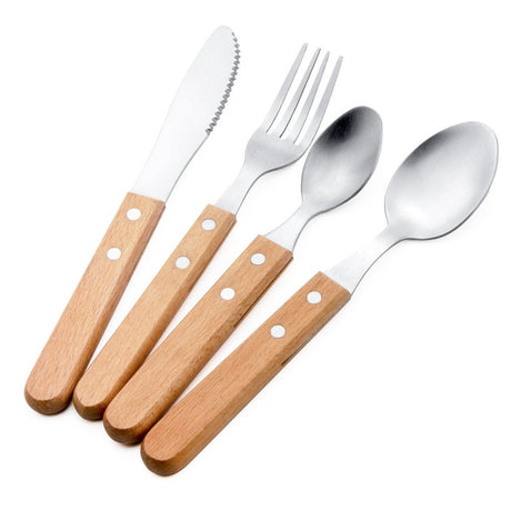 4PCS FLATWARE SET WITH WOODEN HANDLE - Serene Valley