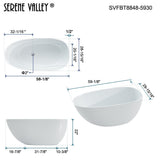 59" Solid Stone Resin Flatbottom Non - Whirlpool Bathtub in Matte White SVFBT8848 - 5930 - Serene Valley