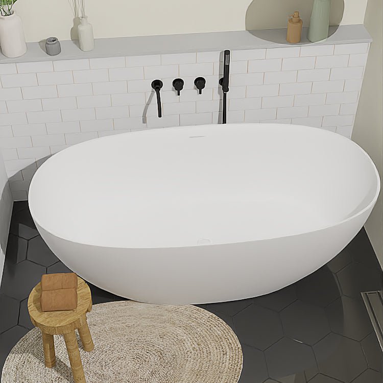 59.06" L x 30.71" W x 22.05" H Solid Stone Resin Flatbottom Non - Whirlpool Bathtub in Matte White SVFBT8845 - 5931 - Serene Valley