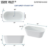 62.99" L x 29.53" W x 22.05" H Solid Stone Resin Flatbottom Soaking Bathtub in Matte White SVFBT8816 - 6330 - Serene Valley