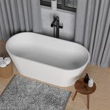 62.99" L x 29.53" W x 22.05" H Solid Stone Resin Flatbottom Soaking Bathtub in Matte White SVFBT8816 - 6330 - Serene Valley