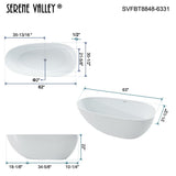 63" Solid Stone Resin Flatbottom Non - Whirlpool Bathtub in Matte White SVFBT8848 - 6331 - Serene Valley