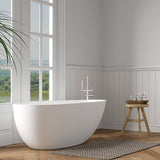 63" Solid Stone Resin Flatbottom Non - Whirlpool Bathtub in Matte White SVFBT8848 - 6331 - Serene Valley