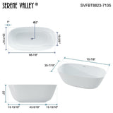 70.87" L x 35.43" W x 22.05" H Solid Stone Resin Flatbottom Non - Whirlpool Bathtub in Matte White SVFBT8823 - 7135 - Serene Valley