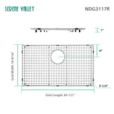 Sink Bottom Grid 30-1/2" X 16-9/16”, Rear Drain with Corner Radius 3/8", Sink Protector NDG3117R