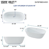 62.99" L x 31.5" W x 22.05" H Solid Stone Resin Flatbottom Non-Whirlpool Bathtub in Matte White SVFBT8823-6331