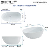 55" Solid Stone Resin Flatbottom Non-Whirlpool Bathtub in Matte White SVFBT8848-5528