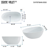 59" Solid Stone Resin Flatbottom Non-Whirlpool Bathtub in Matte White SVFBT8848-5930