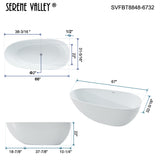 67" Solid Stone Resin Flatbottom Non-Whirlpool Bathtub in Matte White SVFBT8848-6732