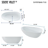 71" Solid Stone Resin Flatbottom Non-Whirlpool Bathtub in Matte White SVFBT8848-7133