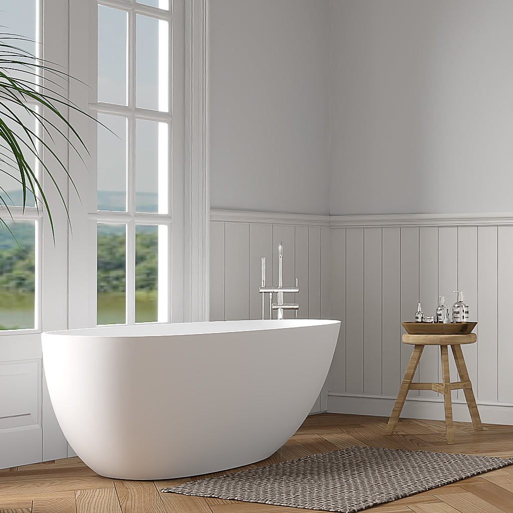 71" Solid Stone Resin Flatbottom Non-Whirlpool Bathtub in Matte White SVFBT8848-7133