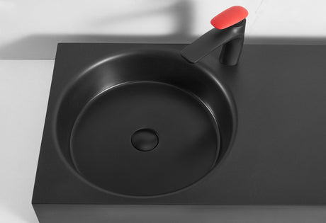 Bathroom Sink, Solid Surface Material, Wall - Mount or Countertop Install, 24" with Single Faucet Hole in Matte Black， SVWS603L - 26BK - Serene Valley