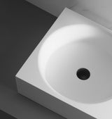 Bathroom Sink, Solid Surface Material, Wall - Mount or Countertop Install, 32" with Single Faucet Hole in Matte White， SVWS603L - 32WH - Serene Valley