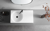 Bathroom Sink, Solid Surface Material, Wall - Mount or Countertop Install, 32" with Single Faucet Hole in Matte White， SVWS603L - 32WH - Serene Valley