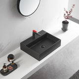 Bathroom sink, Wall - Mount or Countertop Install, 24" Composite Material in Matte Black with Single Faucet Hole， SVWS601 - 26BK - Serene Valley