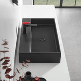 Bathroom sink, Wall - Mount or Countertop Install, 32" Composite Material in Matte Black with Single Faucet Hole， SVWS601 - 32BK - Serene Valley