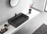 Bathroom sink, Wall - Mount or Countertop Install, 32" Composite Material in Matte Black with Single Faucet Hole， SVWS601 - 32BK - Serene Valley