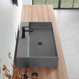 Bathroom sink, Wall - Mount or Countertop Install, 32" Composite Material in Matte Gray with Single Faucet Hole， SVWS601 - 32GR - Serene Valley