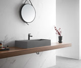 Bathroom sink, Wall - Mount or Countertop Install, 32" Composite Material in Matte Gray with Single Faucet Hole， SVWS601 - 32GR - Serene Valley