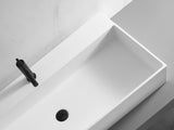 Bathroom sink, Wall - Mount or Countertop Install, 40" Solid Surface in Matte White with Single Faucet Hole， SVWS601 - 40WH - Serene Valley