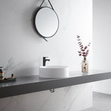 Countertop Bathroom Sink, Solid Surface Material, 18" Round Size in Classic Matte White， SVTS701 - 18WH - Serene Valley