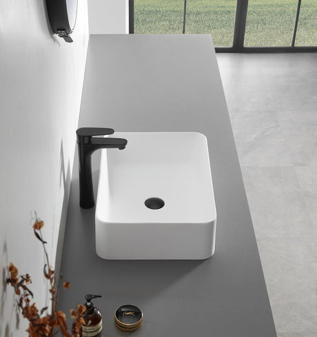 Countertop Bathroom Sink, Solid Surface Material, 20X14" with Single Faucet Hole in Matte White， SVTS702 - 2014WH - Serene Valley