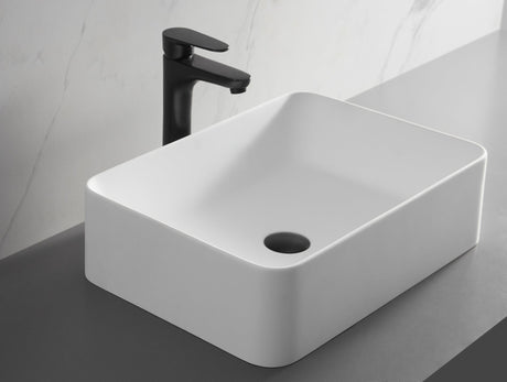 Countertop Bathroom Sink, Solid Surface Material, 20X14" with Single Faucet Hole in Matte White， SVTS702 - 2014WH - Serene Valley