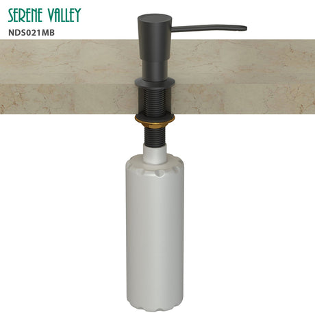 Kitchen Soap Dispenser NDS021MB, Solid Brass Construction with Refill - From - Top Capacity, Super Smooth and Durable Pump with Built - in Bottle - Serene Valley